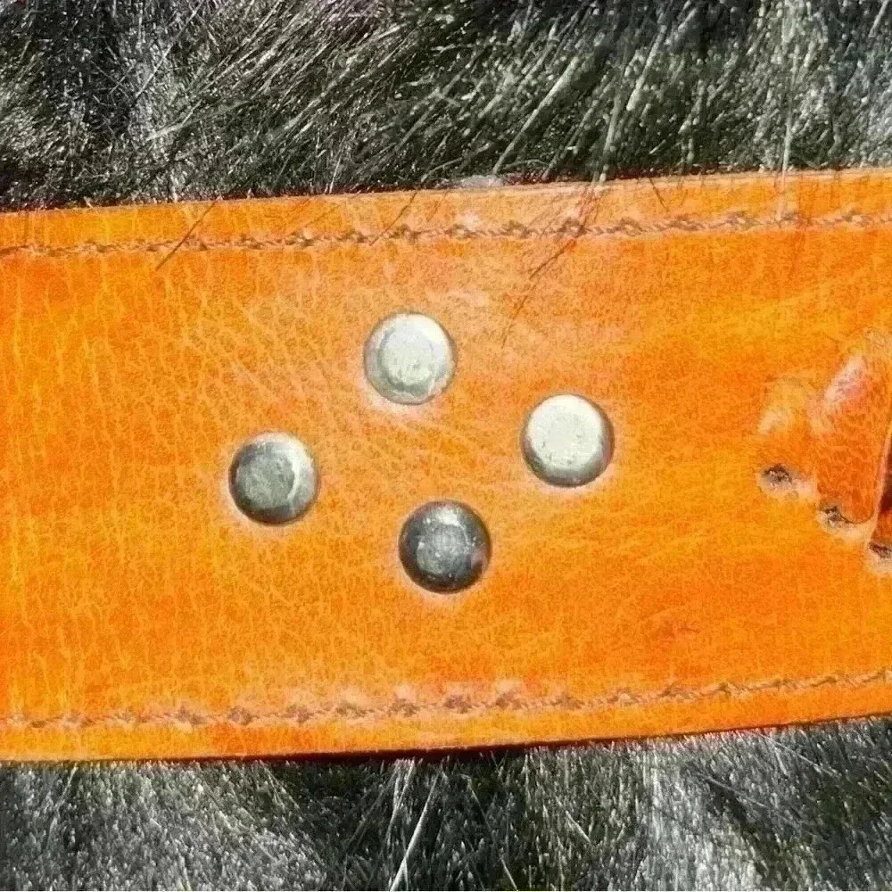 Vintage Handmade Brown Leather Wide Belt Oval